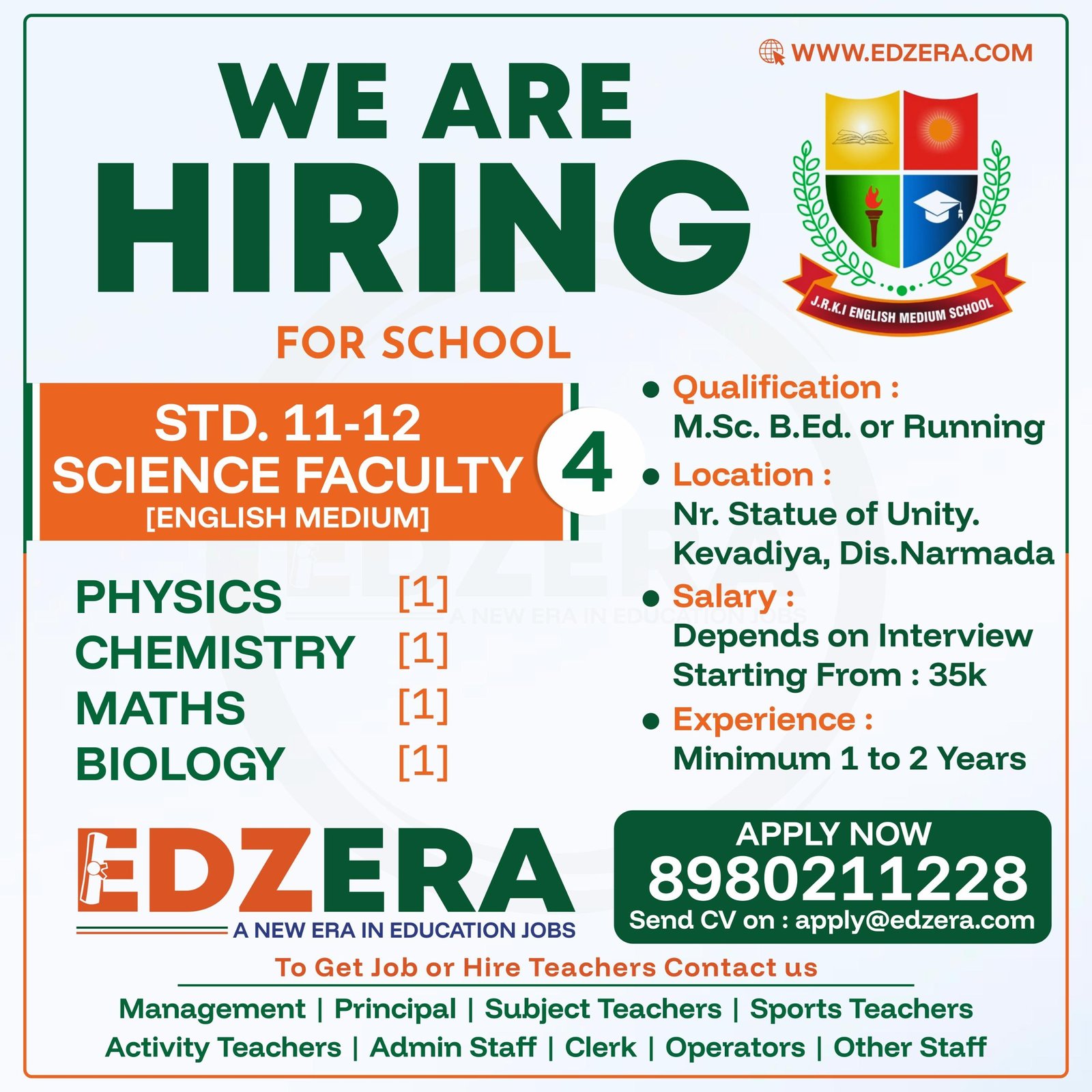 Std 11th & 12th Science Faculty